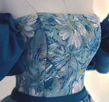 Ndyad A line satin long prom dress blue long evening dress HZ1024