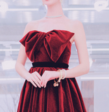 Ndyad A line burgundy long prom dress, velvet bridesmaid dresses HZ1024