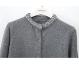 Ndyad retro grey round neck long sleeve sweater HZ1024