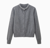 Ndyad retro grey round neck long sleeve sweater HZ1024