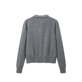 Ndyad retro grey round neck long sleeve sweater HZ1024