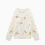 Ndyad style bear thick needle twist long sleeve sweater HZ1024