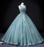 Ndyad A-line mesh sequins formal long dress, green sequins evening dress HZ1024