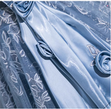 Ndyad A-line Off-shoulder Tulle Satin Long Prom Dress, Blue Evening Dress HZ1024
