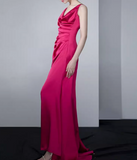 Ndyad red satin backless suspender dress HZ1024