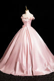 Ndyad A-Line Off Shoulder Satin Long Prom Dress, Beautiful A-Line Off the Shoulder Party Dress HZ1024