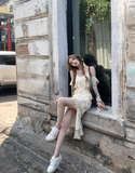 Ndyad Tea Break Ruffle Chiffon Floral Sling Dress HZ1024