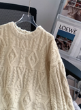 Ndyad Retro Twisted Round Neck Pullover Sweater for Women HZ1024