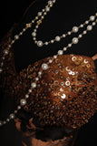 Ndyad Spaghetti Strap A-Line Short Prom Dresses Satin Brown Formal Dresses Sequin Homecoming Dresses HZ1024