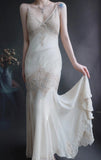Ndyad V-neck Mermaid Long Prom Dresses Beaded Chiffon Evening Dresses HZ1024