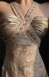 Ndyad V-neck Sheath Wedding Guest Dresses Satin Lace Birthday Dresses HZ1024