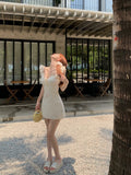 Ndyad blue floral A-line V-neck dress HZ1024